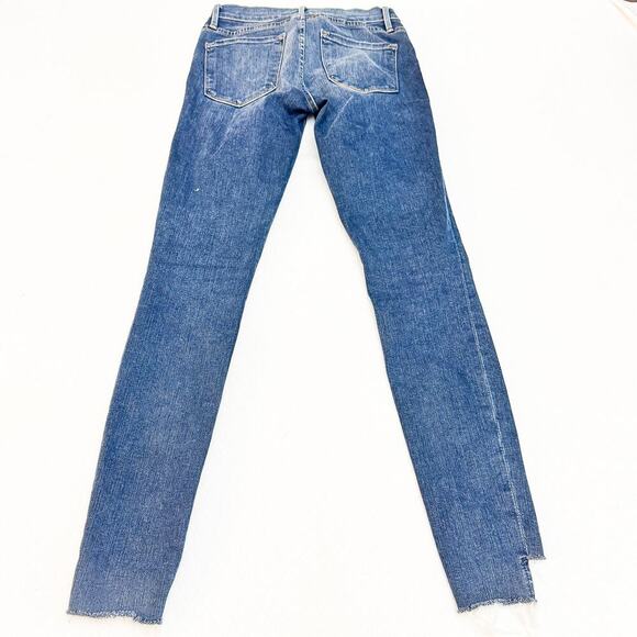 Frame Le Skinny de Jeanne Raw Distressed Hem Denim Jeans Woodbine Size 24 - Picture 3 of 8
